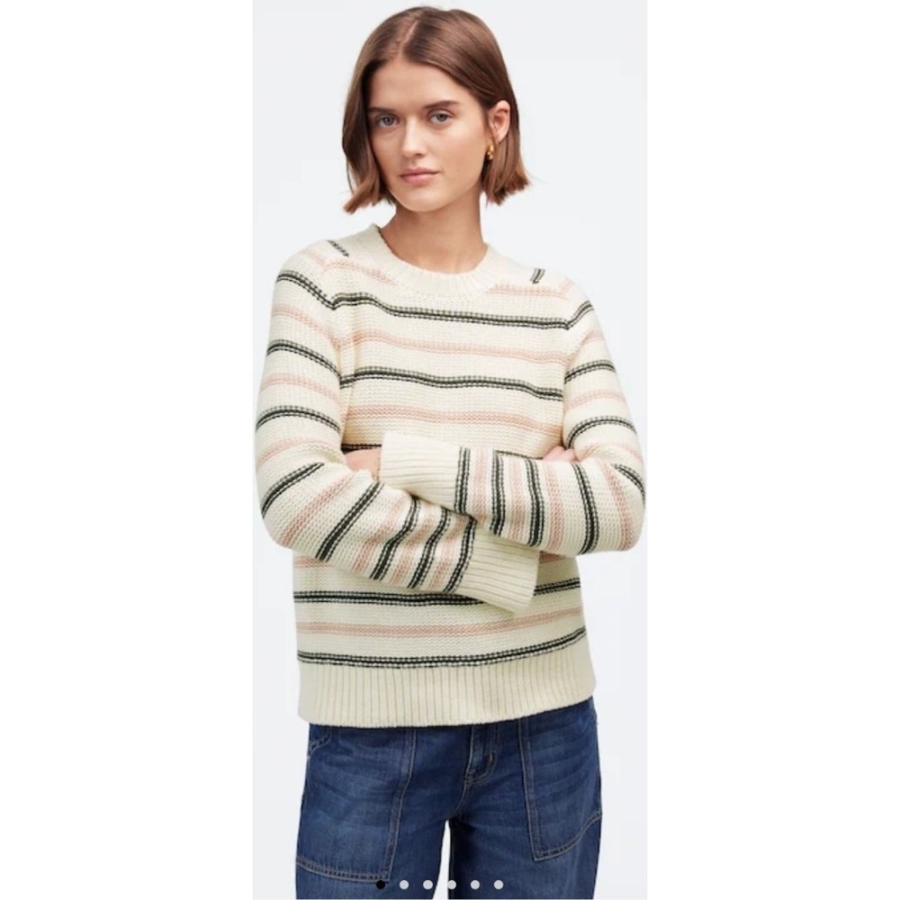 Madewell Striped Cotton Blend Knit Sweater Womens Size S Crewneck Pullover NWOT